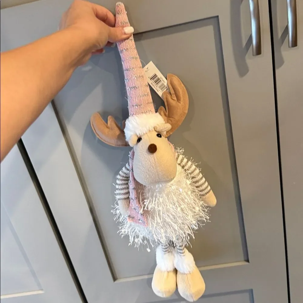 Nordstrom Pink and White Holiday Moose Decor